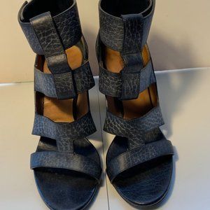 Chloe Black Textured Multi Wide Ankle Strap Sandal